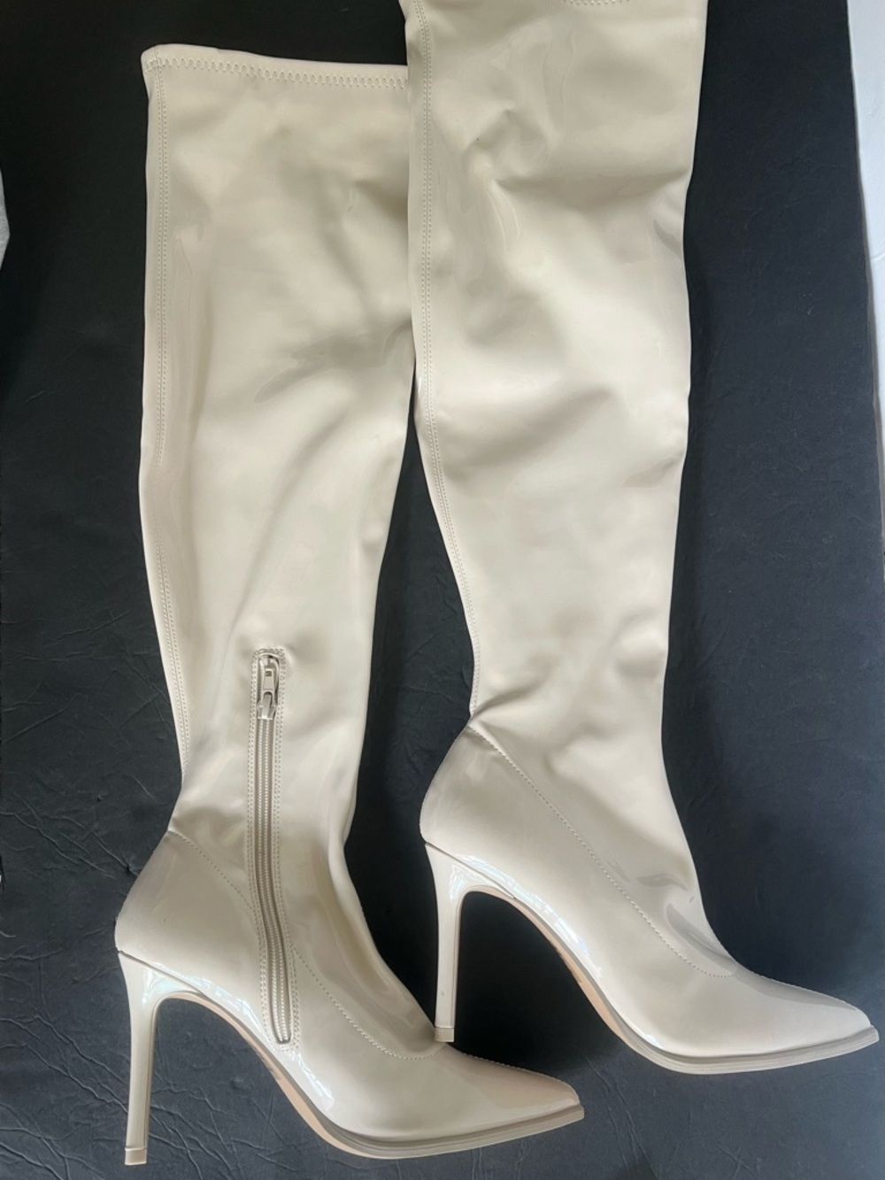 NWOT Steve Madden Beige Patent Boots, 7.5